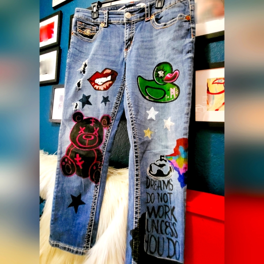 Custom Handpainted Rocker Jeans